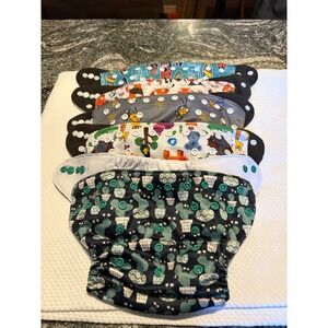 Reusable Cloth Diapers with Inserts 5 Pack Cute Prints Baby Toddler‎
